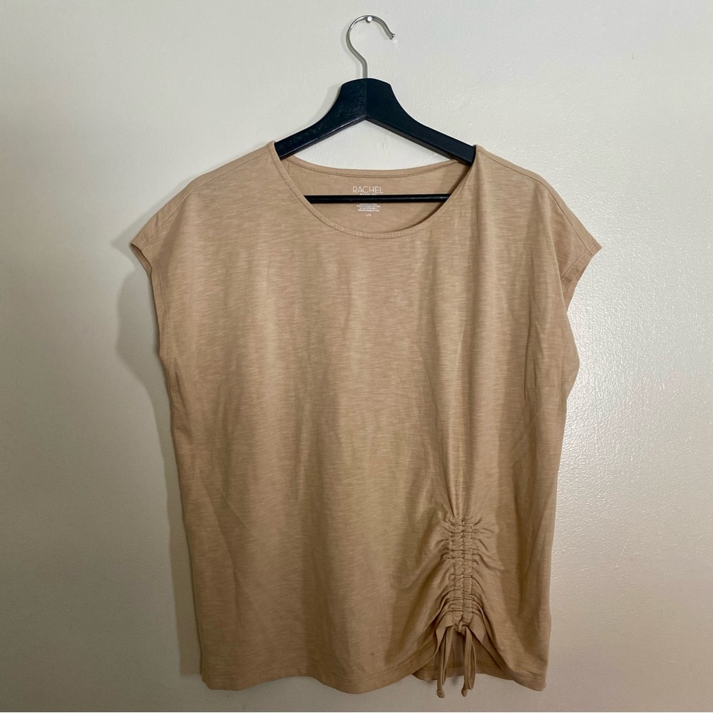RACHEL Rachel Roy Beige Ruched Short Sleeve Top